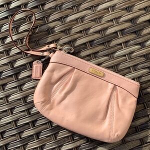 COACH Pearlescent Pale Pink Large Leather Wristlet